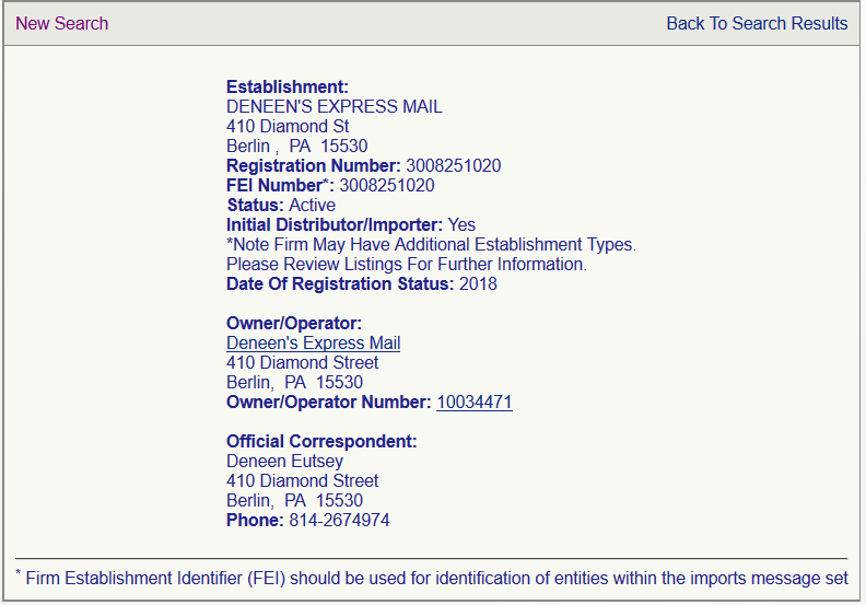 FDA False Registration